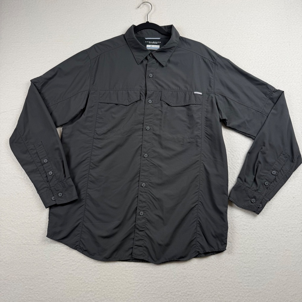 Columbia Silver Ridge Long Sleeve Nylon Utility Fishing Shirt Grey Large AM7453